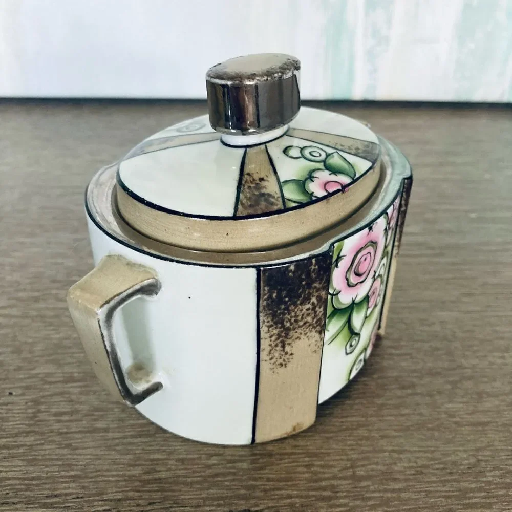Vintage Noritake Sugar Creamer Lidded Porcelain Jar